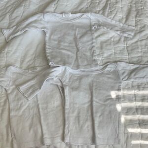 Newborn White Long-Sleeve Cotton Top - Pack